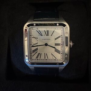 Cartier Santos Dumont XL Watch with Navy Strap